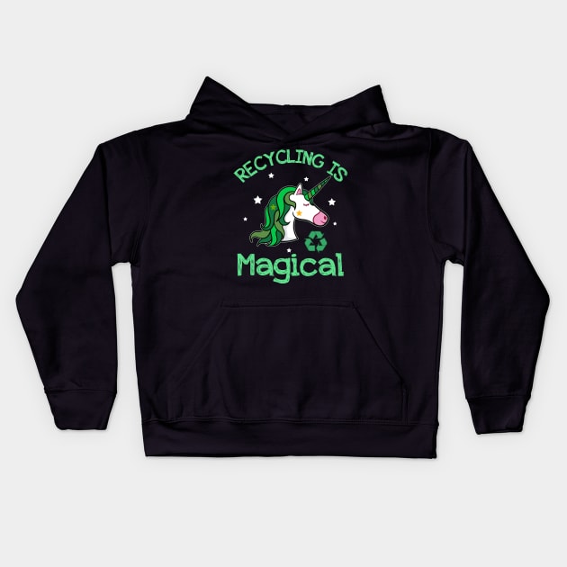 Recycling is Magical Funny Unicorn Earth Day T-Shirt Kids Hoodie by reynoldsouk4